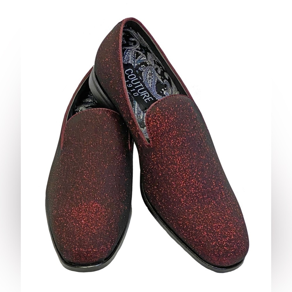 Couture 1901 Men’s Red Glitter Sparkle Slip-On Loafer Dress Shoes SZ9 Prom Party